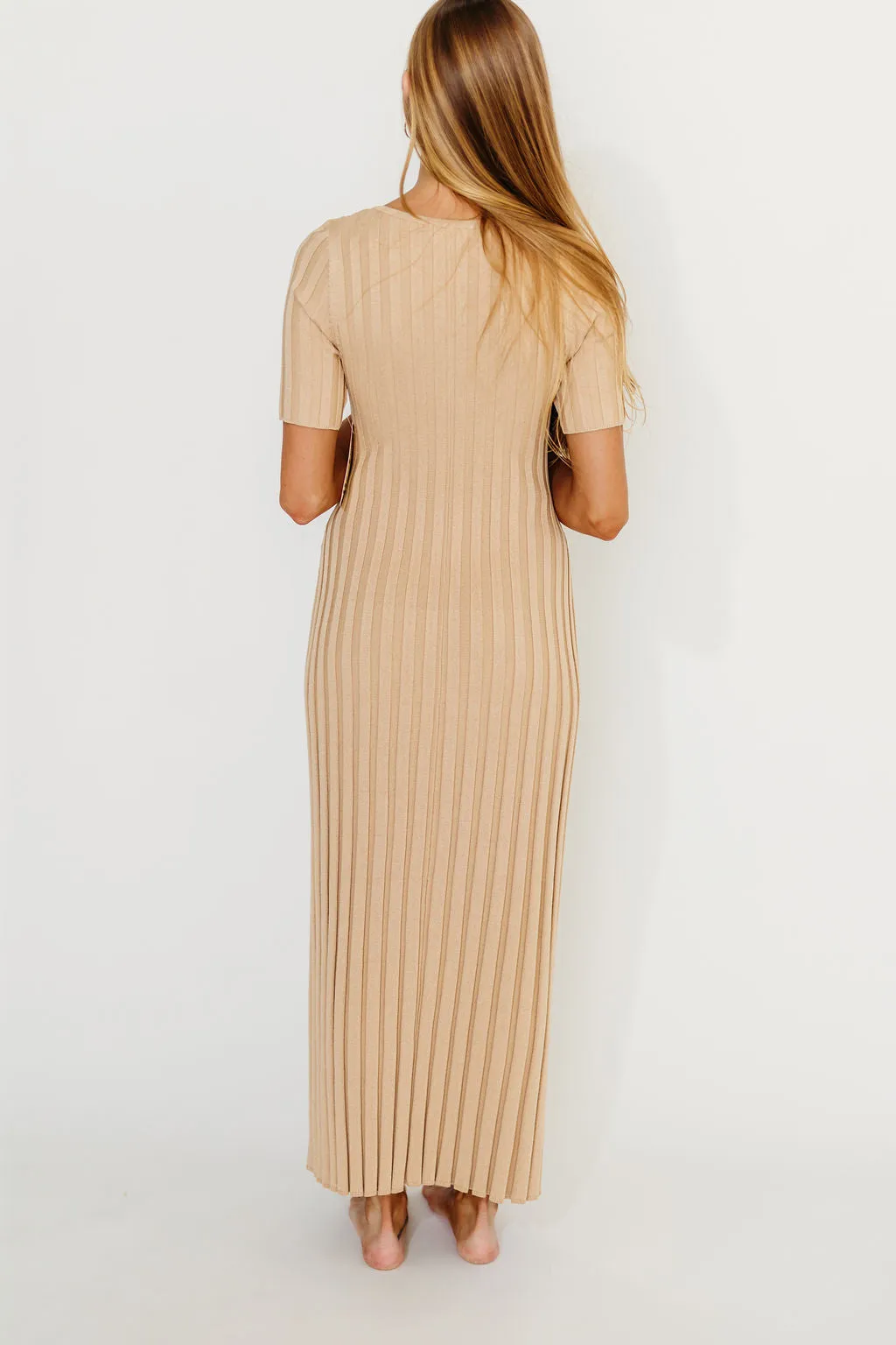 Oakley Ribbed Maxi Dress in Taupe - Bump Friendly
