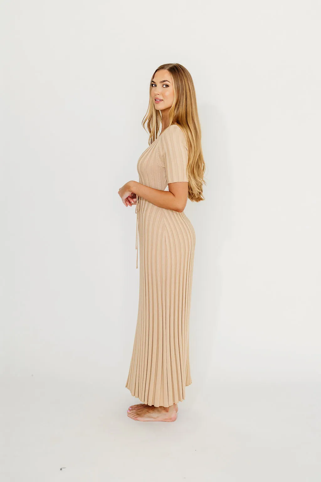 Oakley Ribbed Maxi Dress in Taupe - Bump Friendly