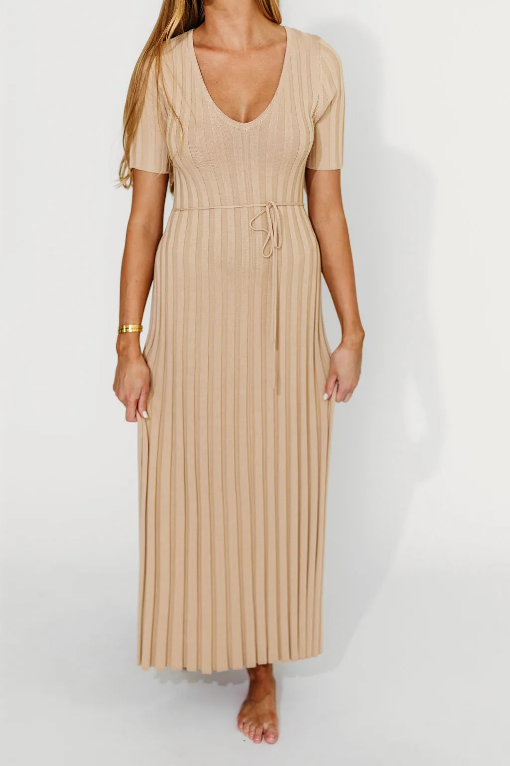 Oakley Ribbed Maxi Dress in Taupe - Bump Friendly