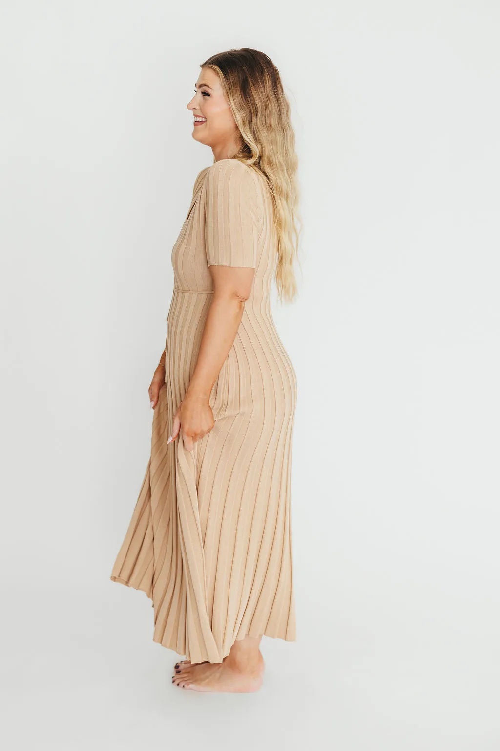Oakley Ribbed Maxi Dress in Taupe - Bump Friendly