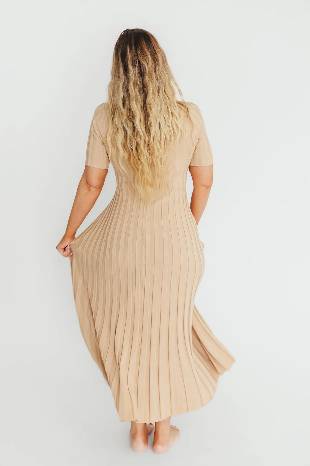 Oakley Ribbed Maxi Dress in Taupe - Bump Friendly