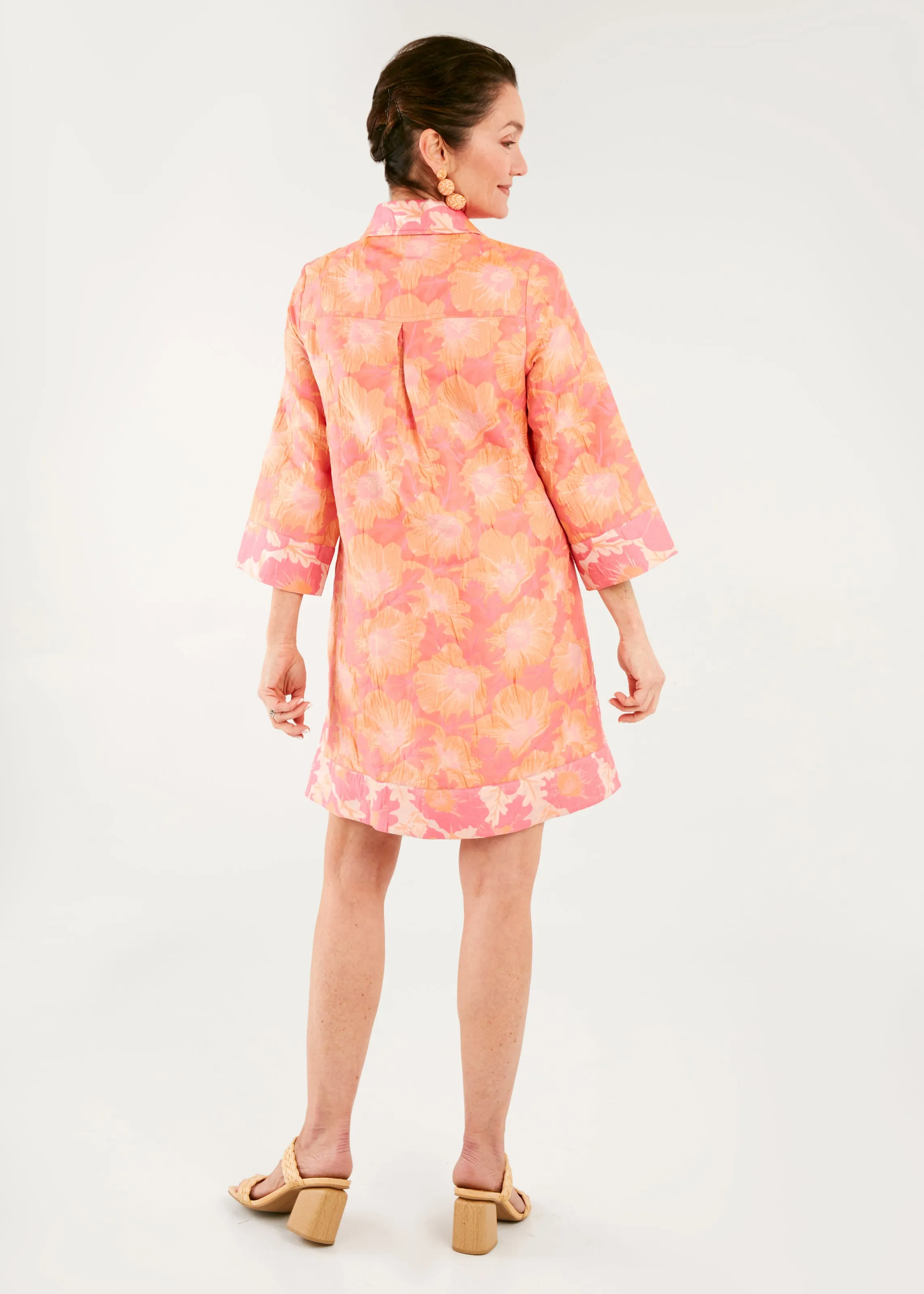 Piper Caftan Hot Coral Paradise Jacquard