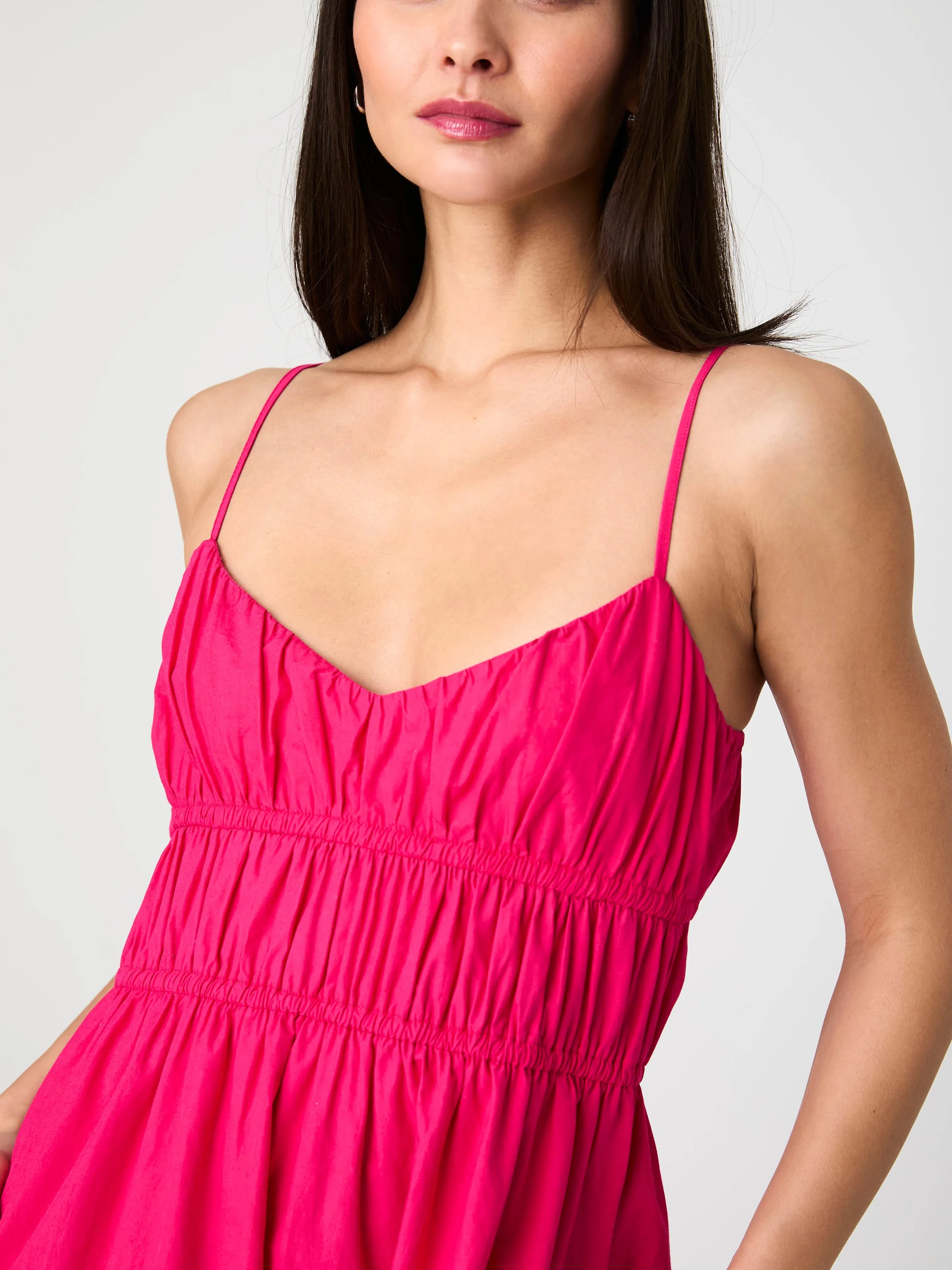 Poplin Ruched Maxi Dress