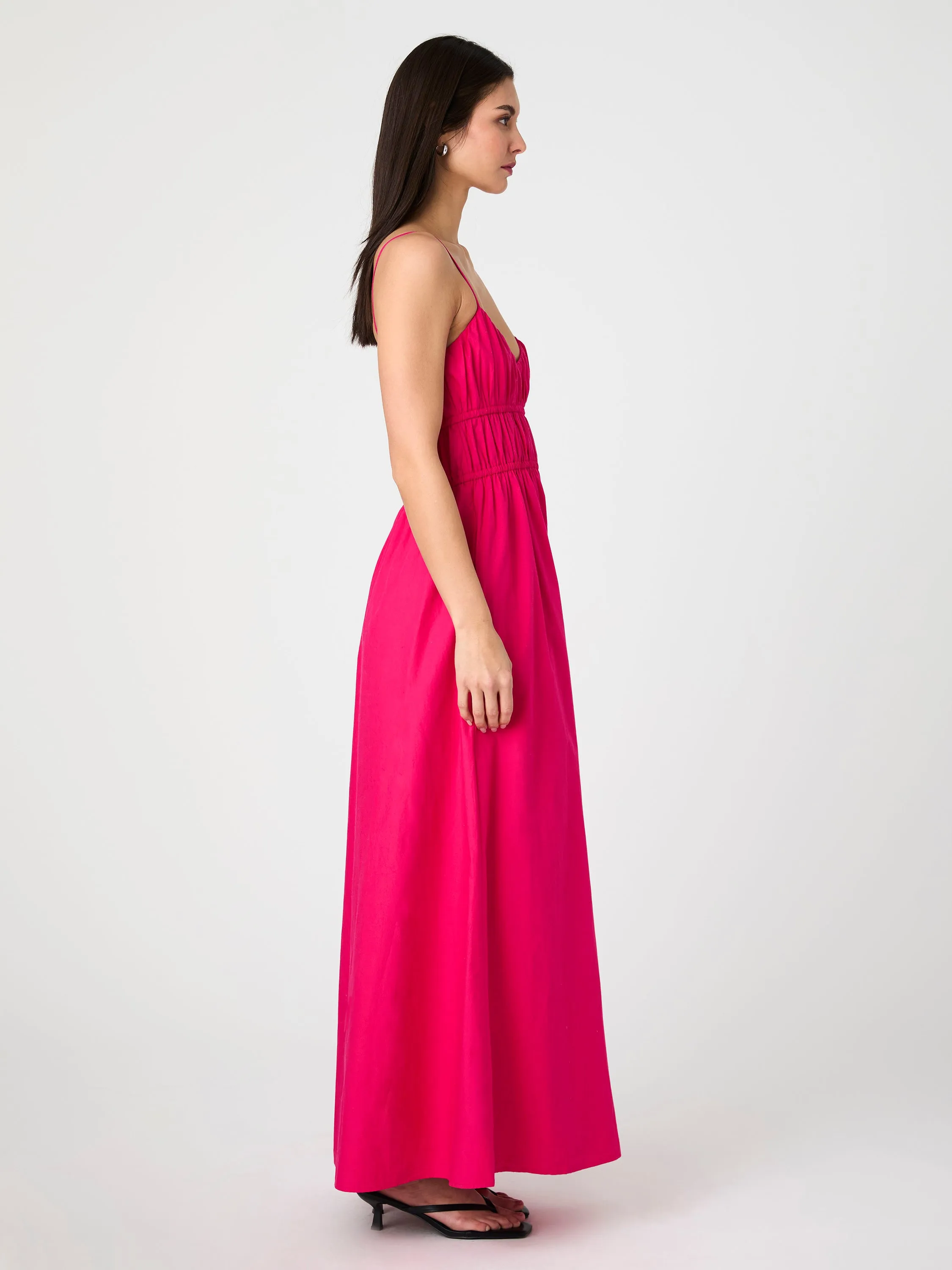 Poplin Ruched Maxi Dress