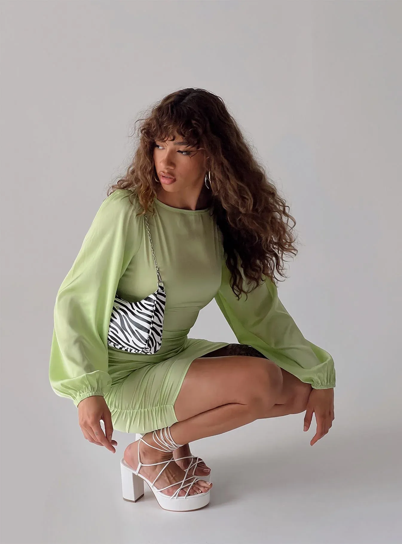 Ryland Long Sleeve Mini Dress Green