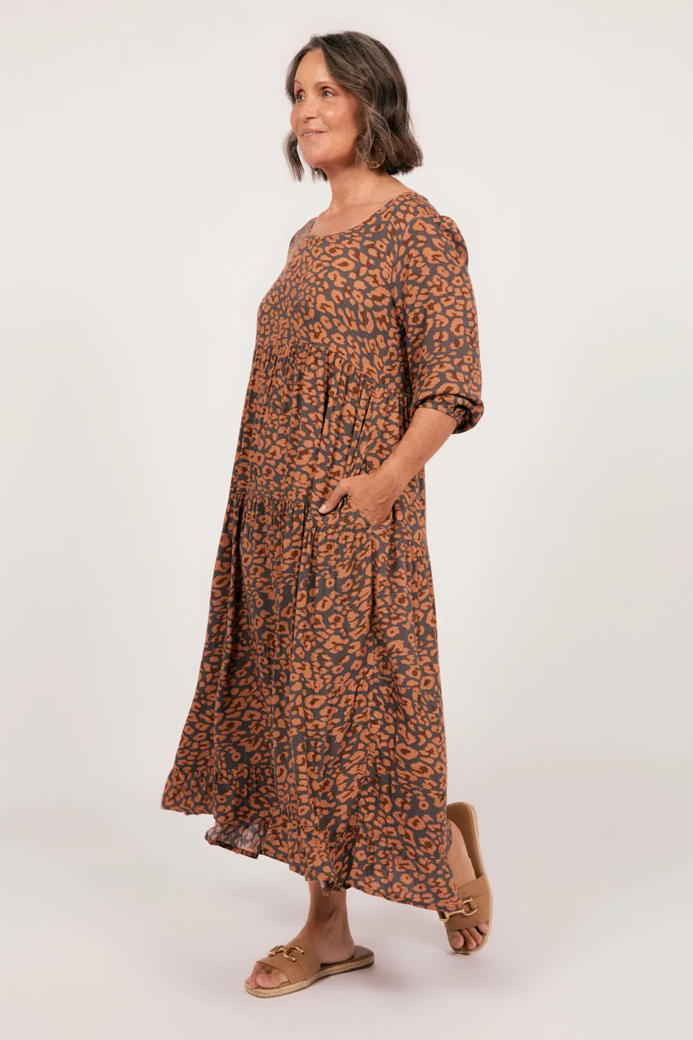 Sabre 3/4 Sleeve Dress in Cheetah