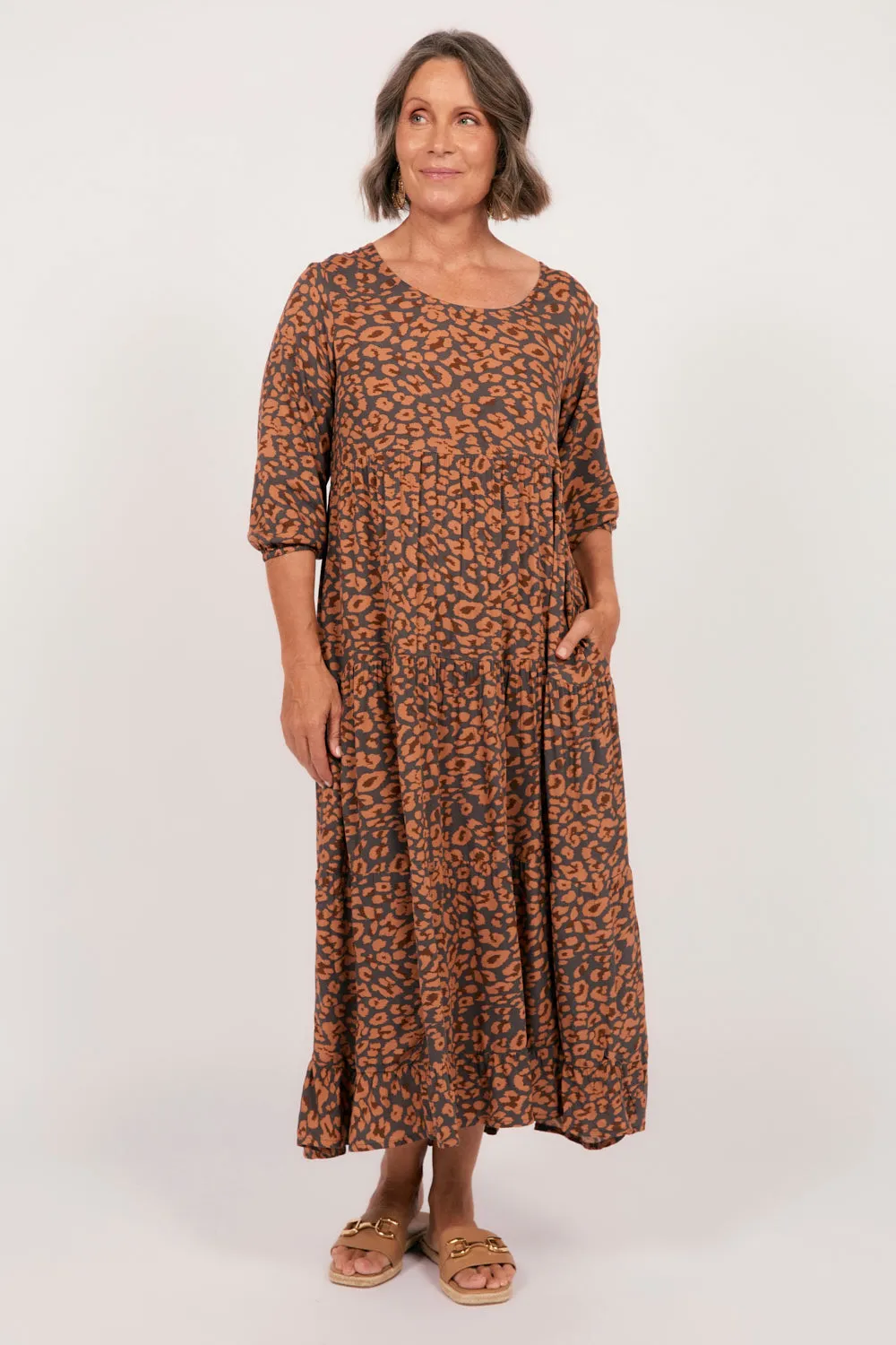 Sabre 3/4 Sleeve Dress in Cheetah