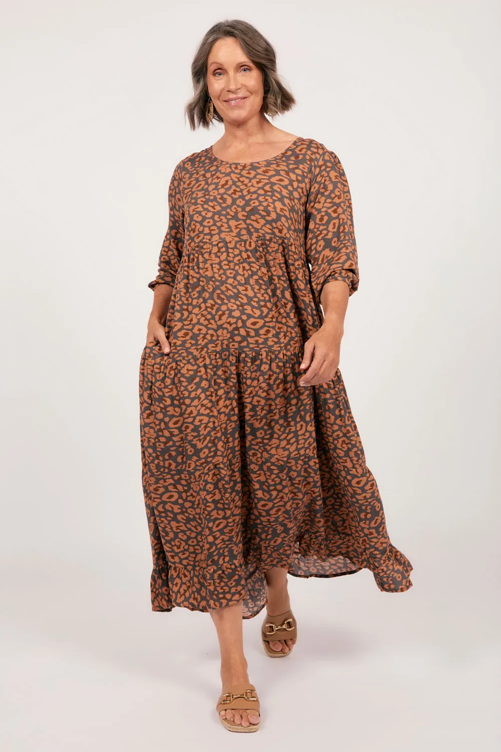 Sabre 3/4 Sleeve Dress in Cheetah