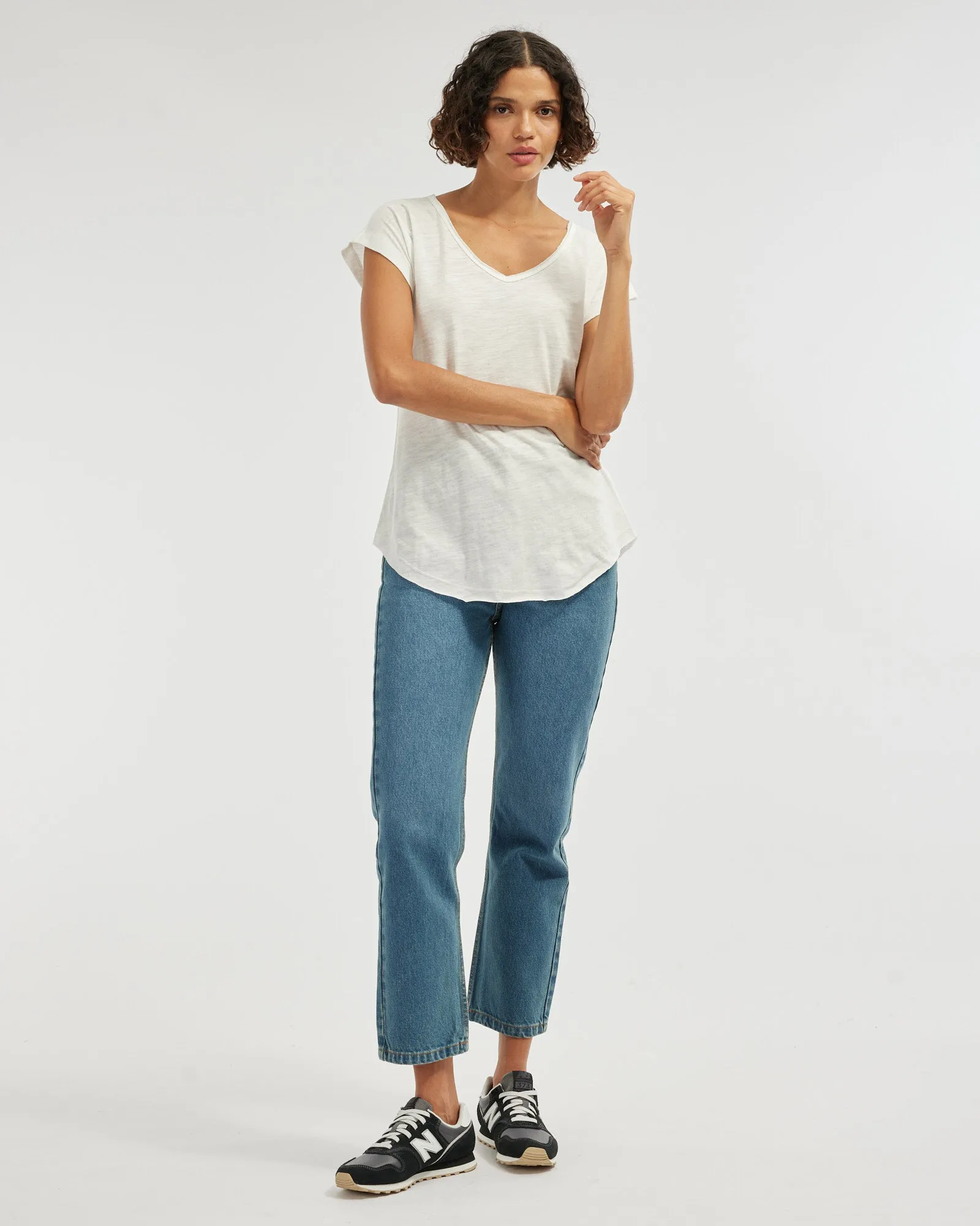 Sadie V Neck Tee - White