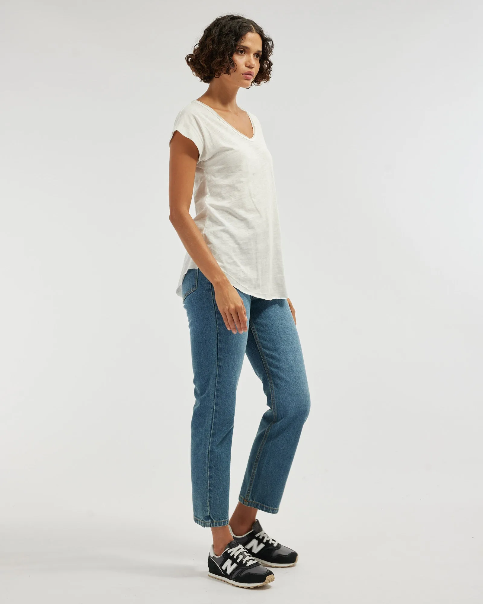 Sadie V Neck Tee - White