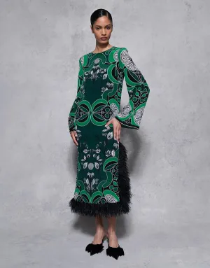 Seraphina Crepe Midi Dress - Enchantress Green - SALE