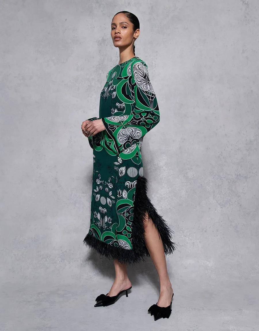 Seraphina Crepe Midi Dress - Enchantress Green - SALE