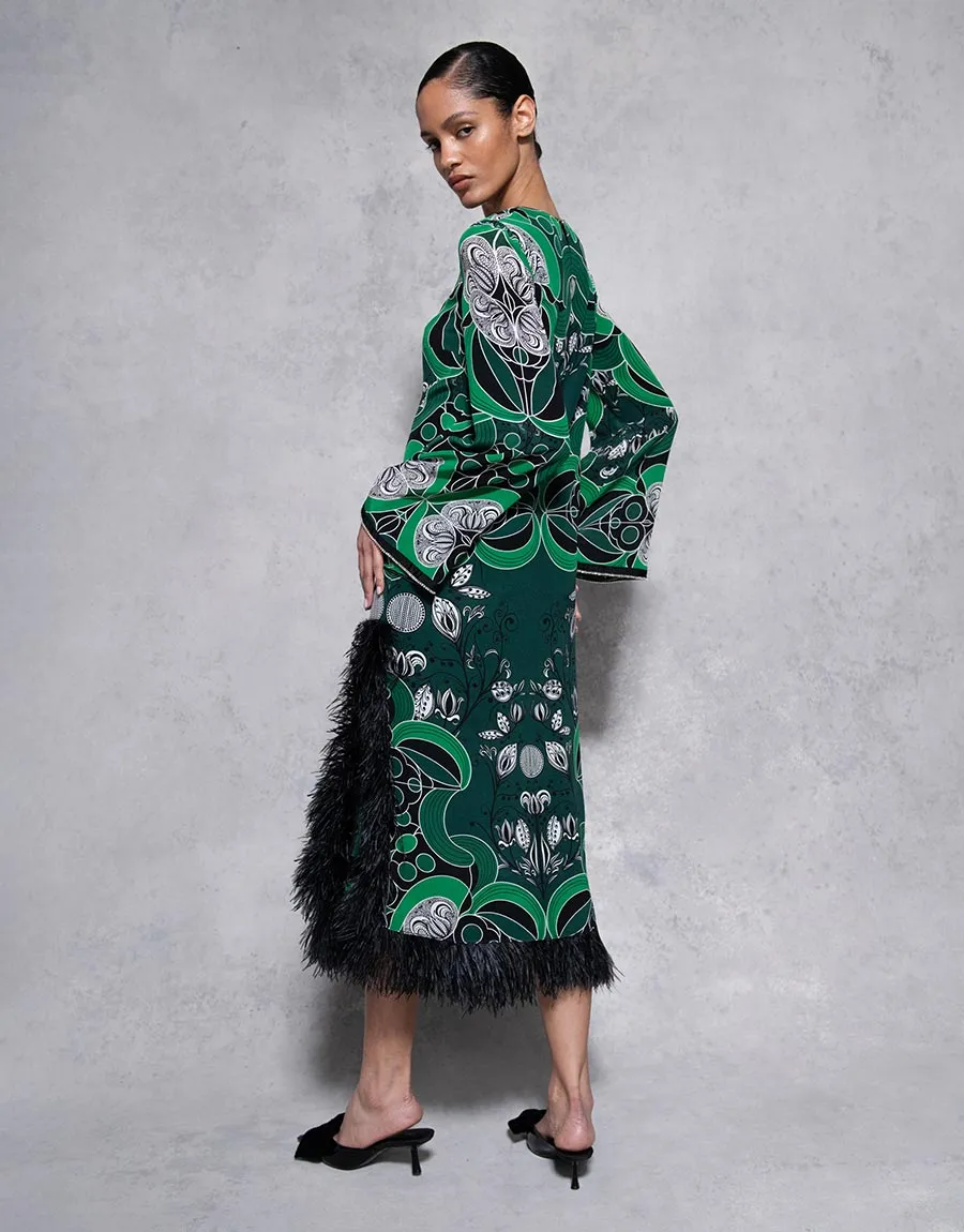 Seraphina Crepe Midi Dress - Enchantress Green - SALE