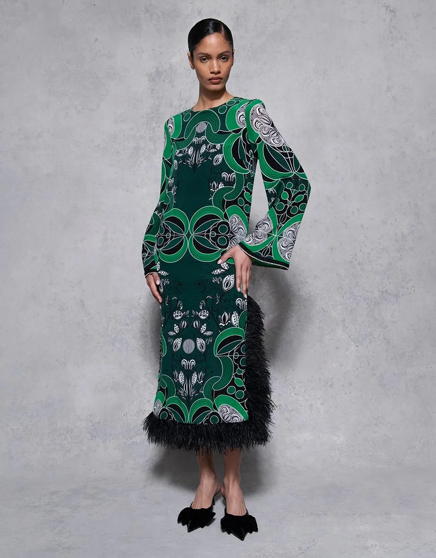 Seraphina Crepe Midi Dress - Enchantress Green - SALE