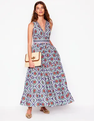 Serena Cotton Tie Maxi Dress-Multi. Botanic Blush