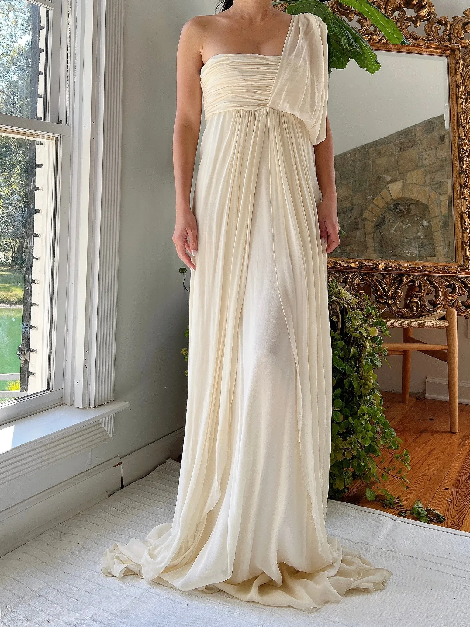 Silk One Shoulder Gown - S