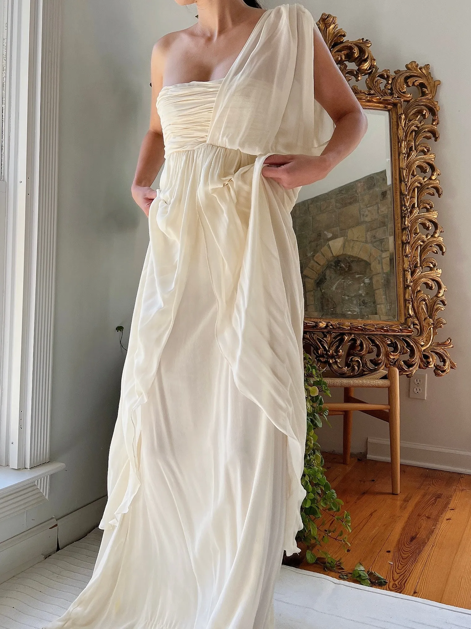 Silk One Shoulder Gown - S