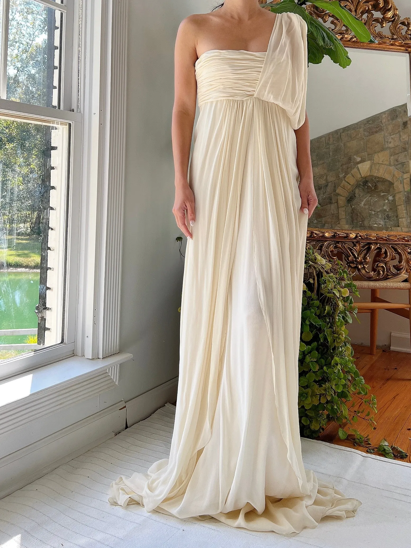 Silk One Shoulder Gown - S