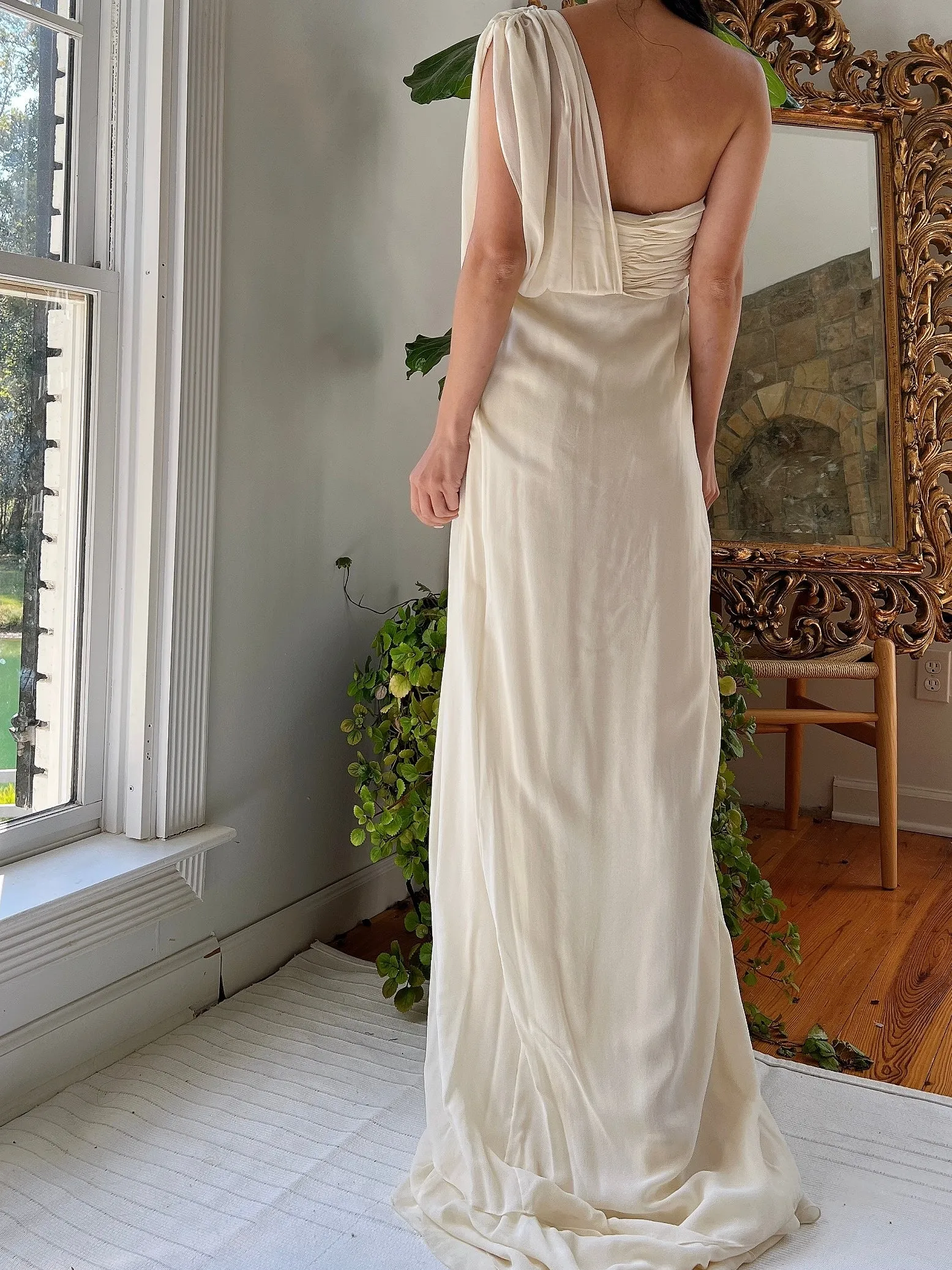 Silk One Shoulder Gown - S