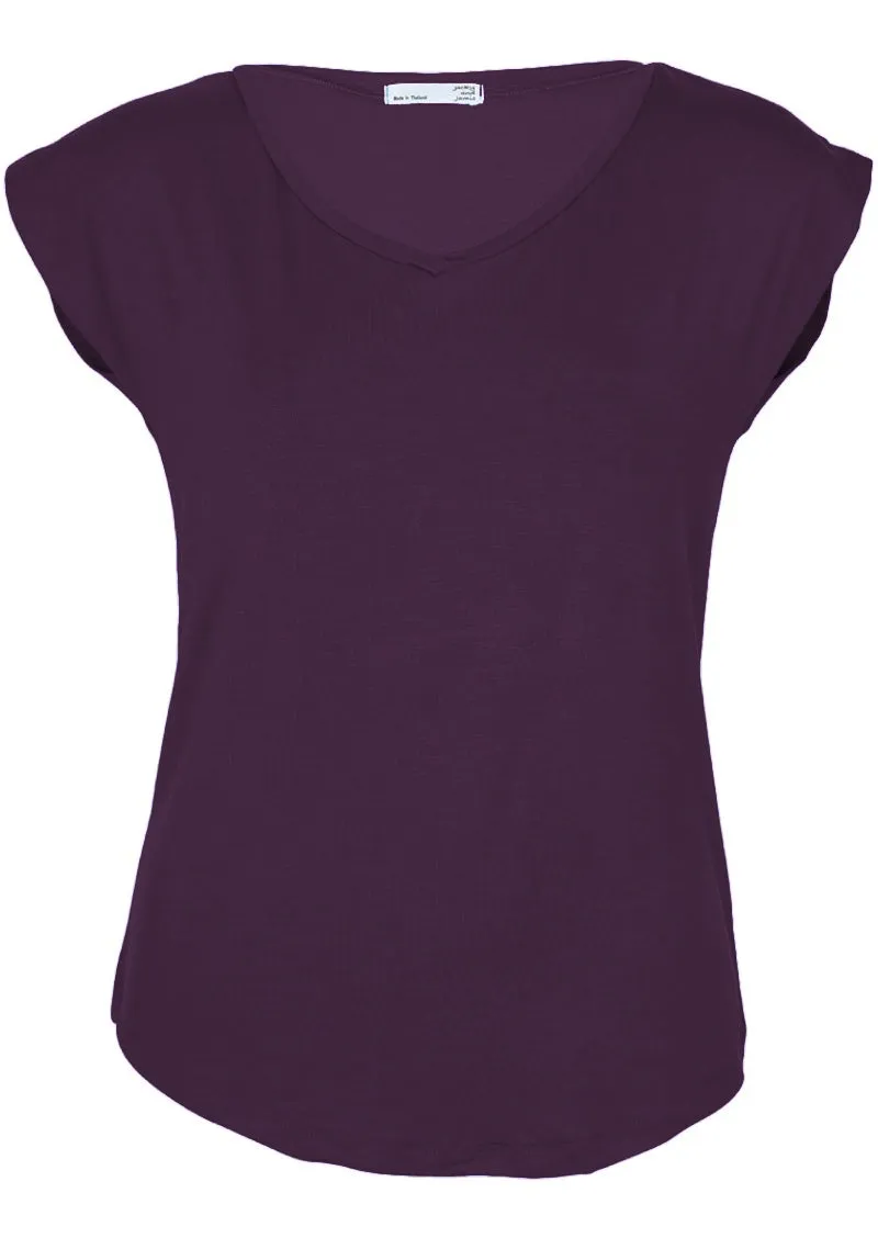 Simple Top V-neck Dark Purple