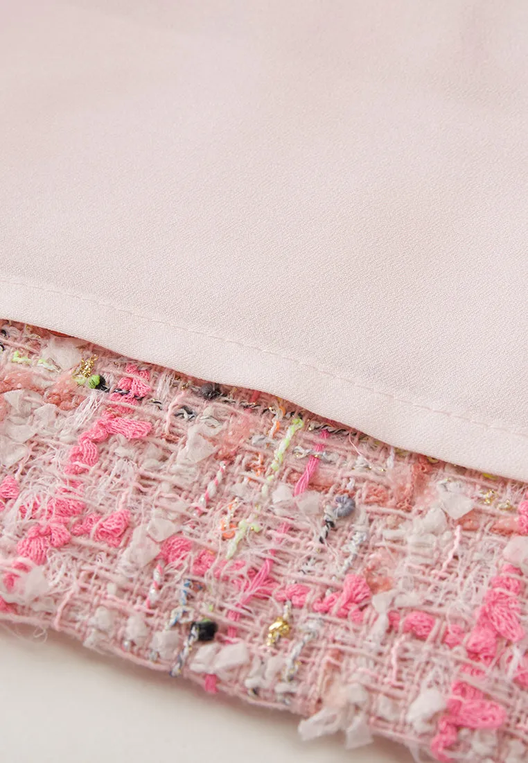 Slim-cut Frayed-detail Checked Sequined Dress