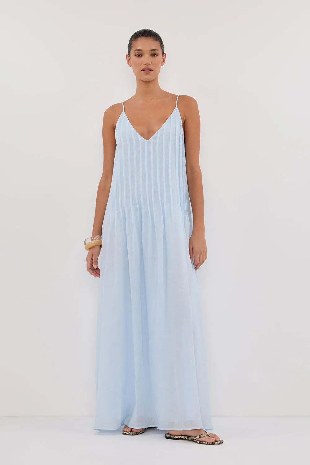 TAHLIA CORNFLOWER RAMIE MIDI DRESS