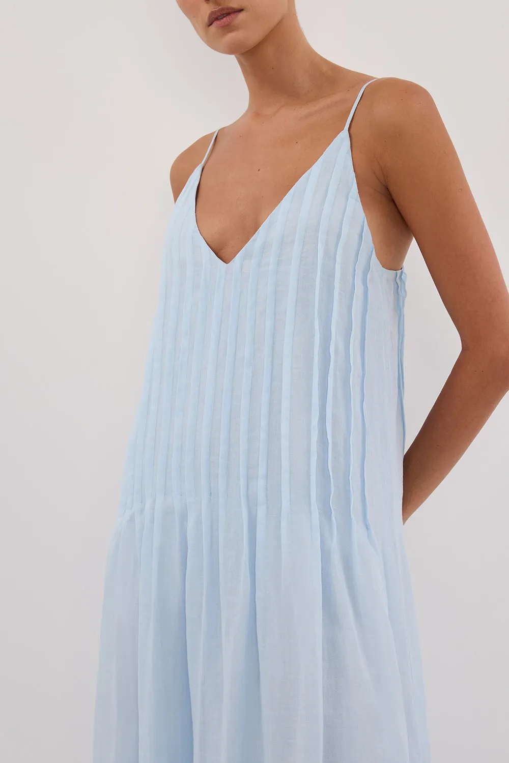 TAHLIA CORNFLOWER RAMIE MIDI DRESS