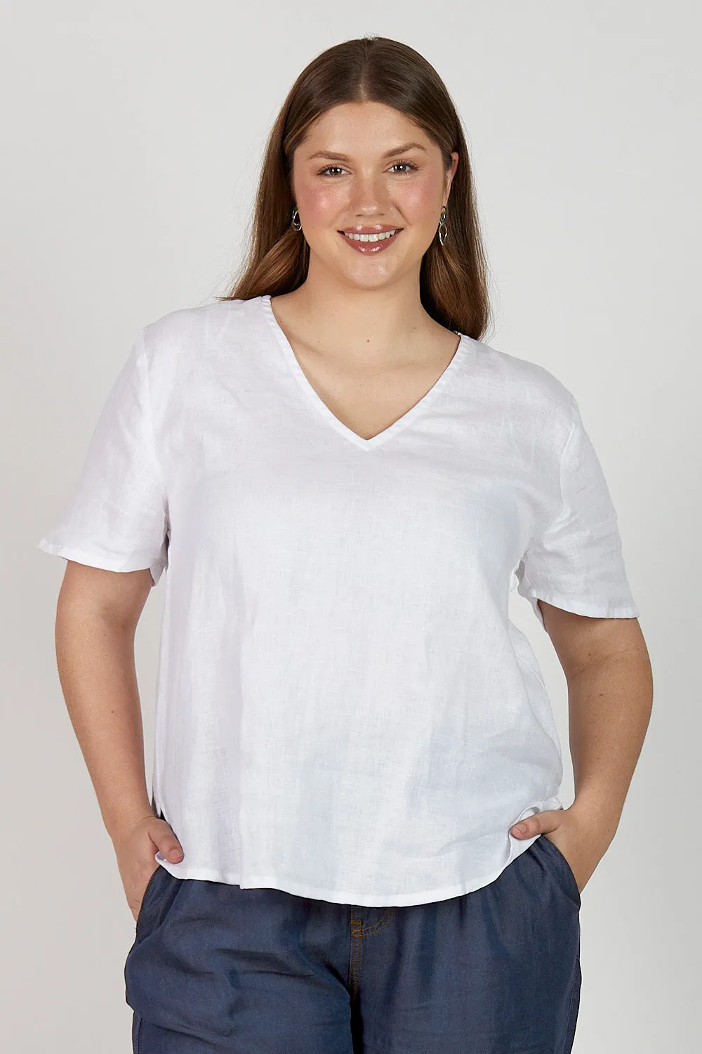 Tamara Flutter Sleeve Linen Top in White