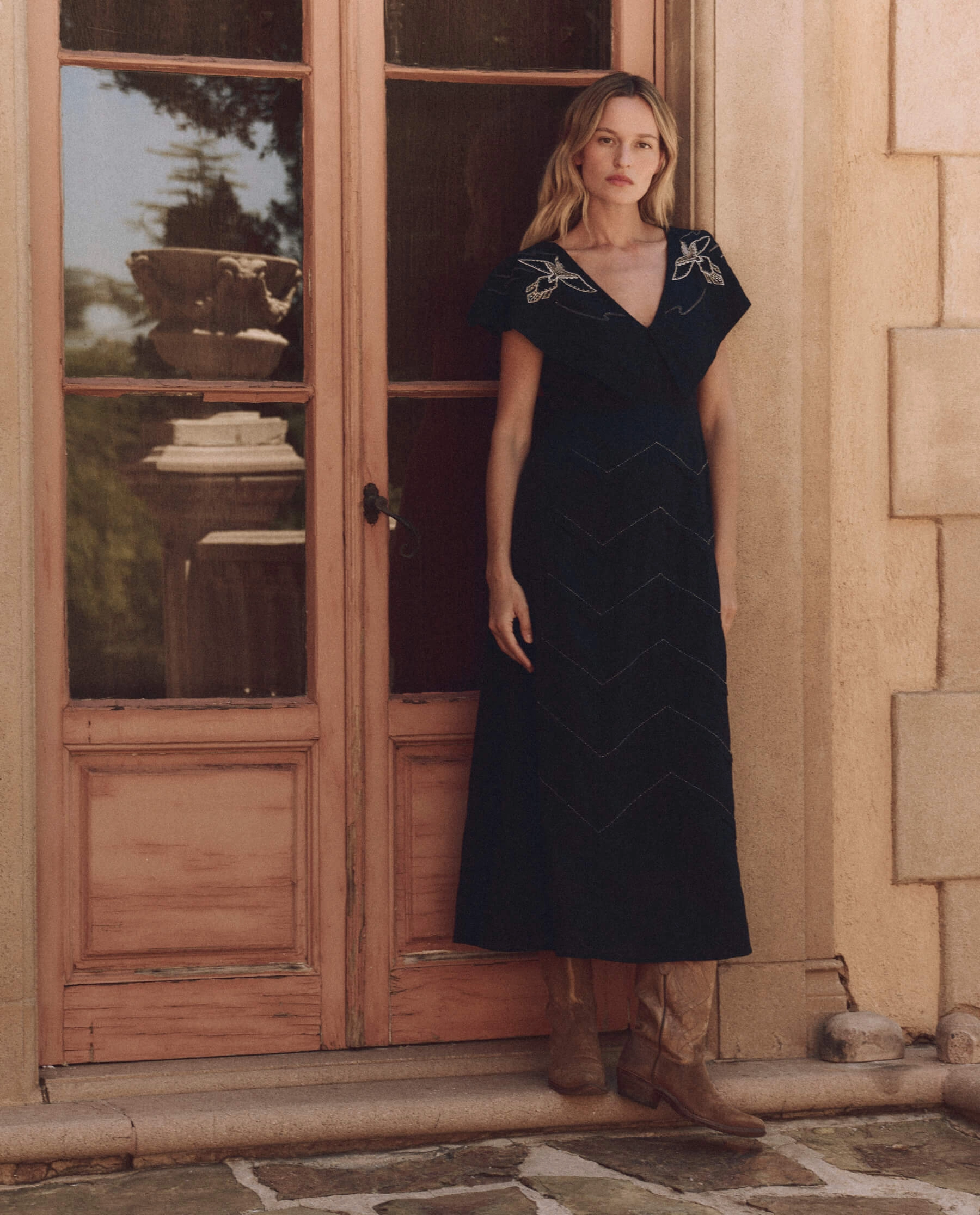The Beaded Partridge Dress. -- Black