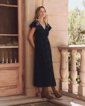 The Beaded Partridge Dress. -- Black