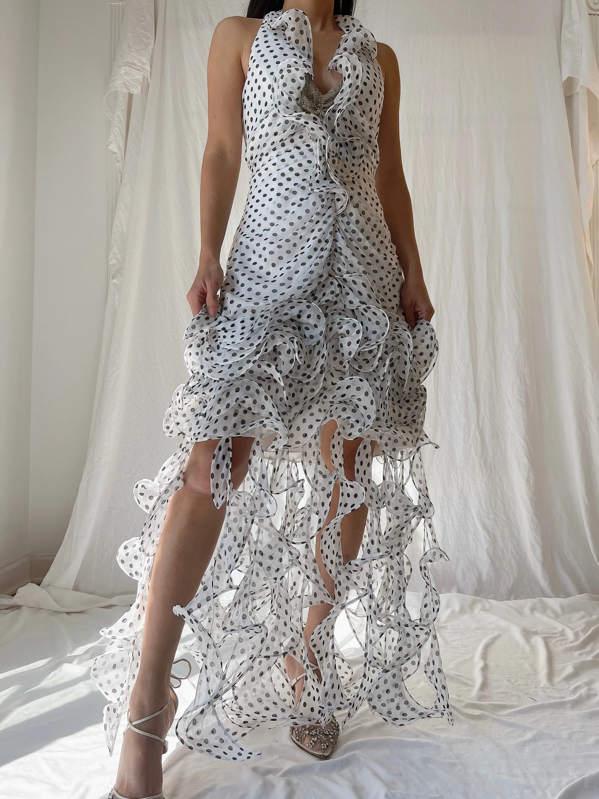 Vintage Alberta Makali Silk Jelly Fringe Dress - M
