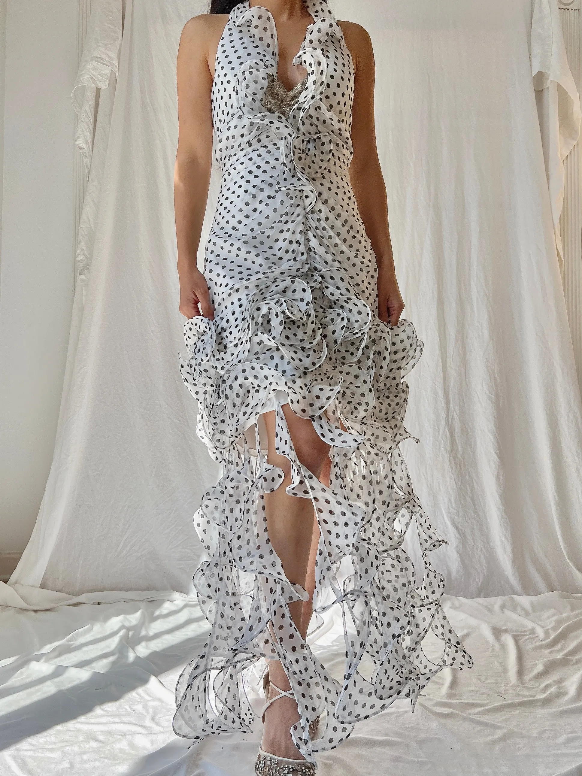 Vintage Alberta Makali Silk Jelly Fringe Dress - M