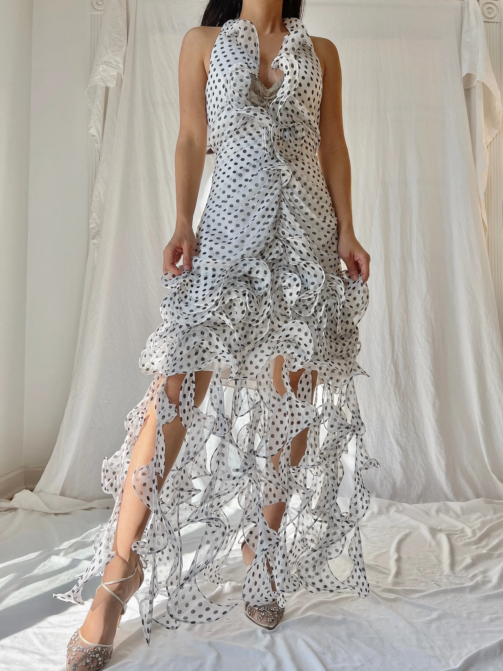 Vintage Alberta Makali Silk Jelly Fringe Dress - M