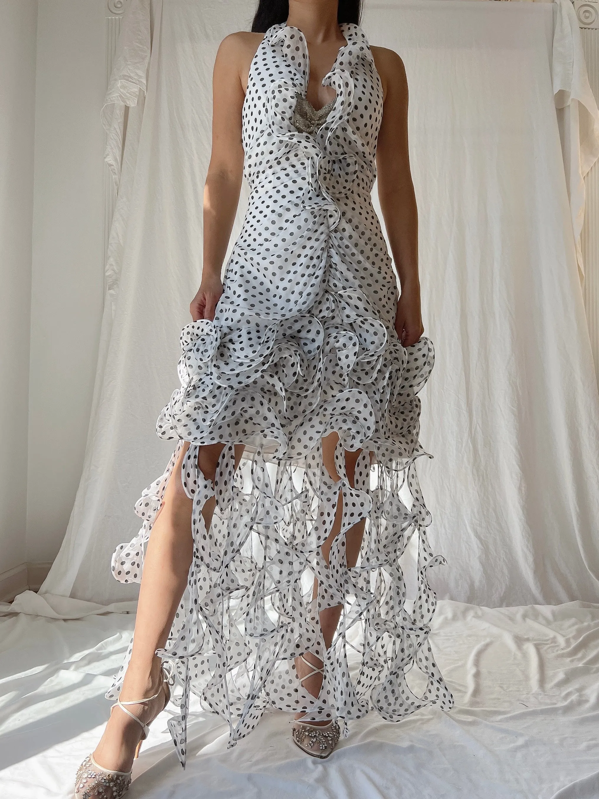 Vintage Alberta Makali Silk Jelly Fringe Dress - M