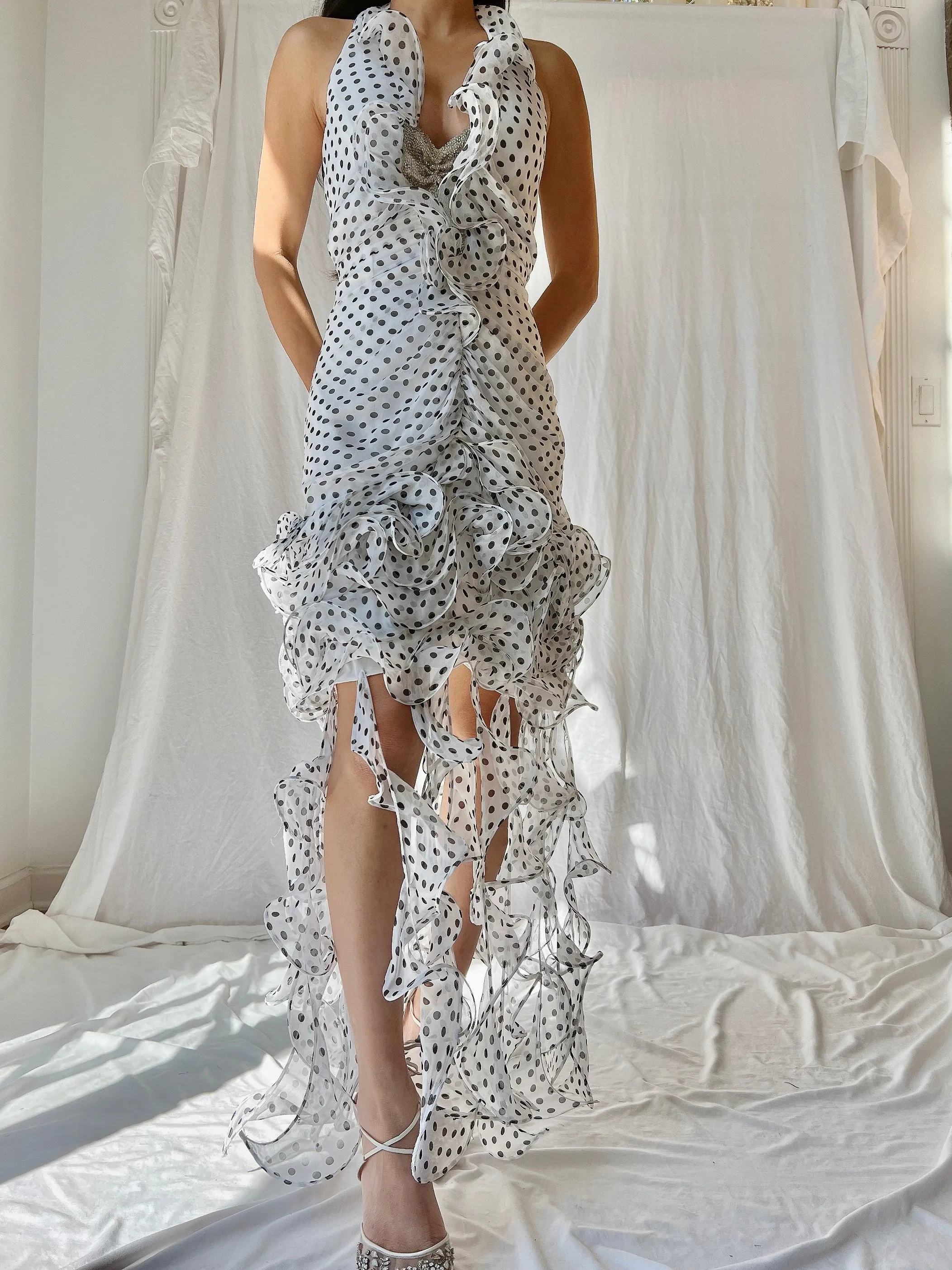 Vintage Alberta Makali Silk Jelly Fringe Dress - M
