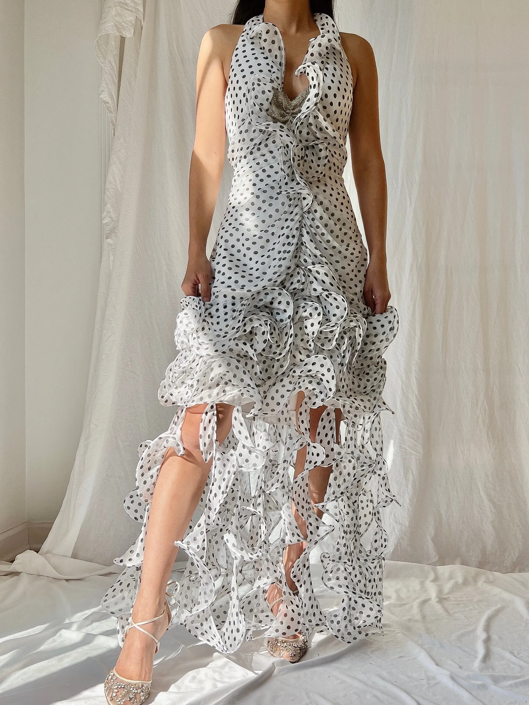 Vintage Alberta Makali Silk Jelly Fringe Dress - M