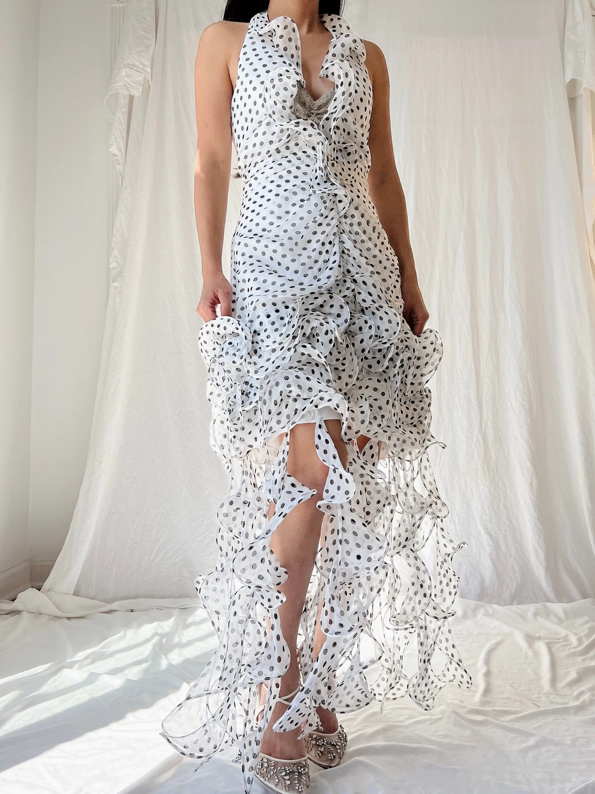 Vintage Alberta Makali Silk Jelly Fringe Dress - M