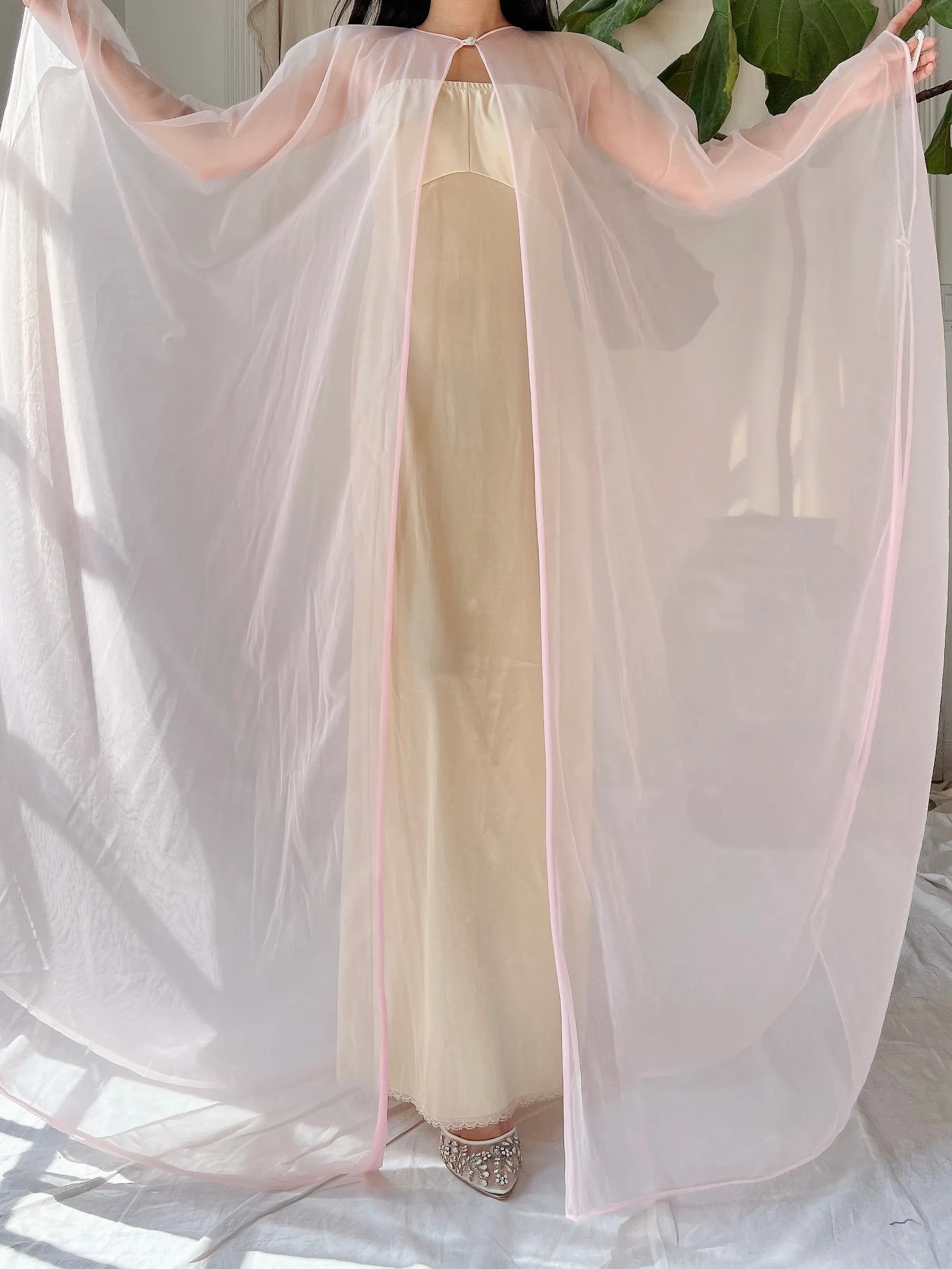Vintage Blush Pink Nylon Kaftan - OSFA
