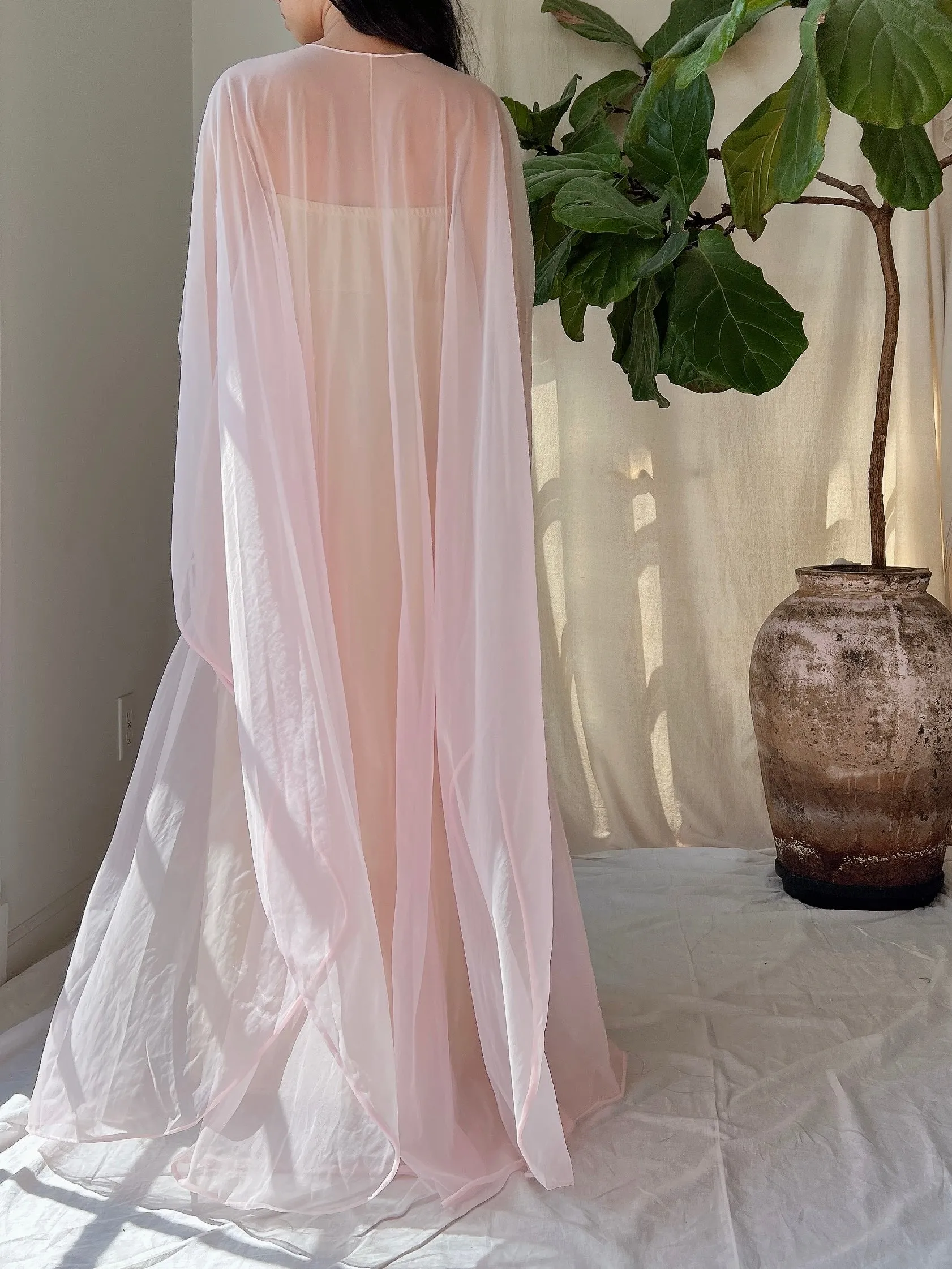Vintage Blush Pink Nylon Kaftan - OSFA