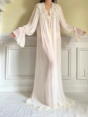 Vintage Chiffon Poet Sleeve Dressing Gown - OSFM