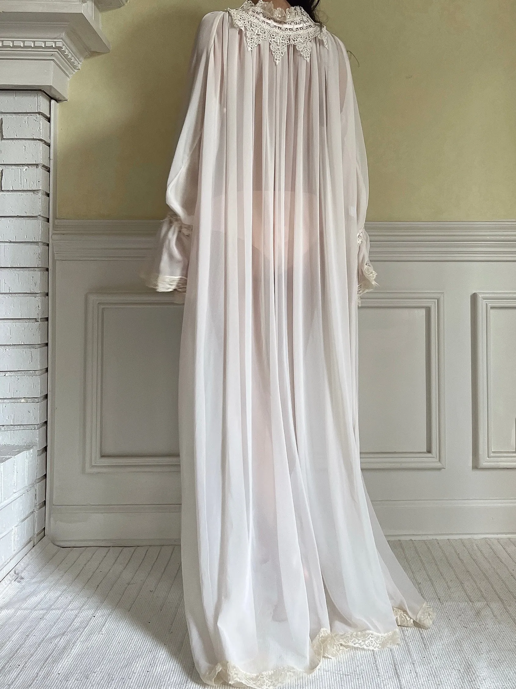 Vintage Chiffon Poet Sleeve Dressing Gown - OSFM