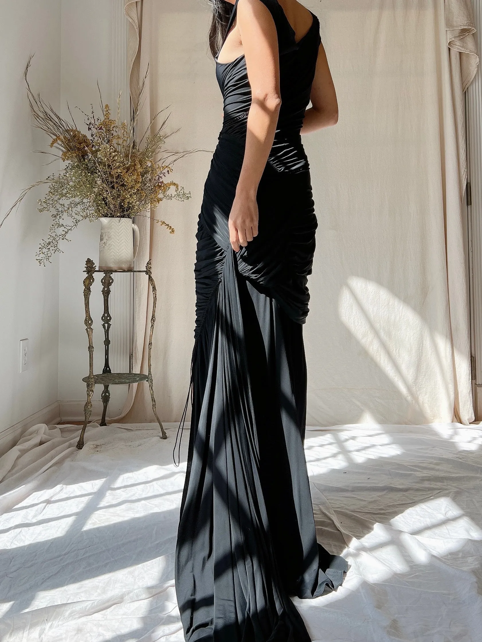 Vintage Donna Karan Jersey Ruched Dress - S-M