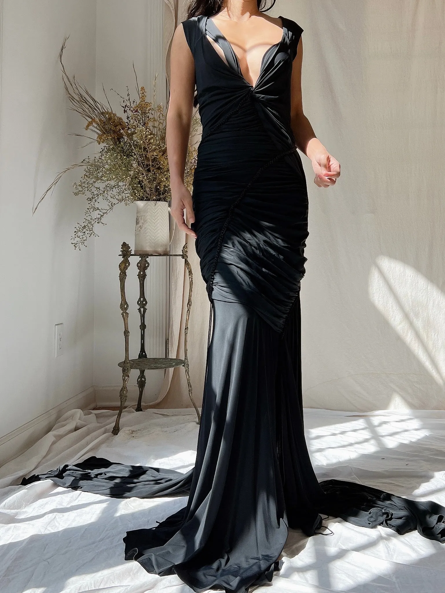 Vintage Donna Karan Jersey Ruched Dress - S-M