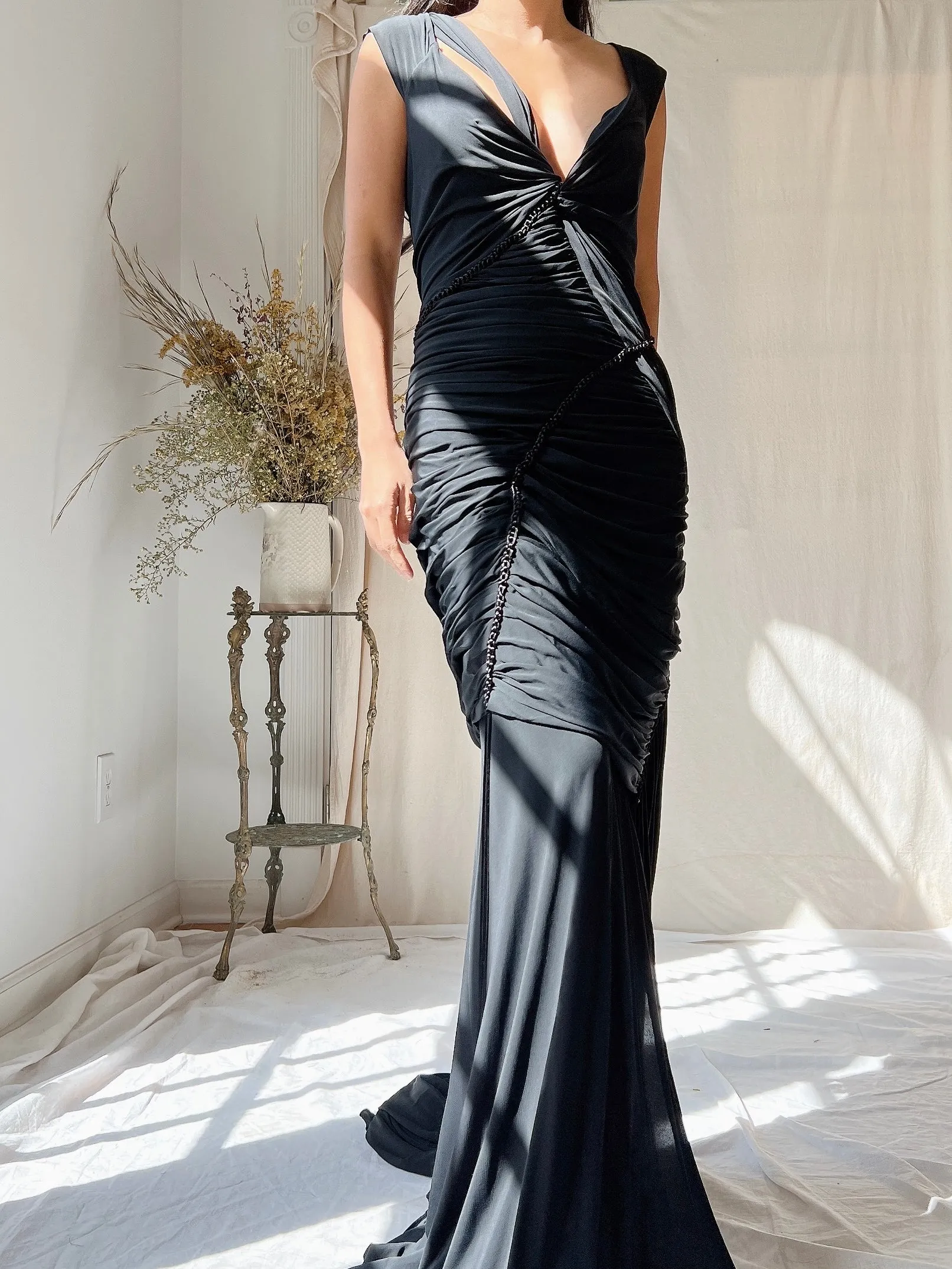 Vintage Donna Karan Jersey Ruched Dress - S-M