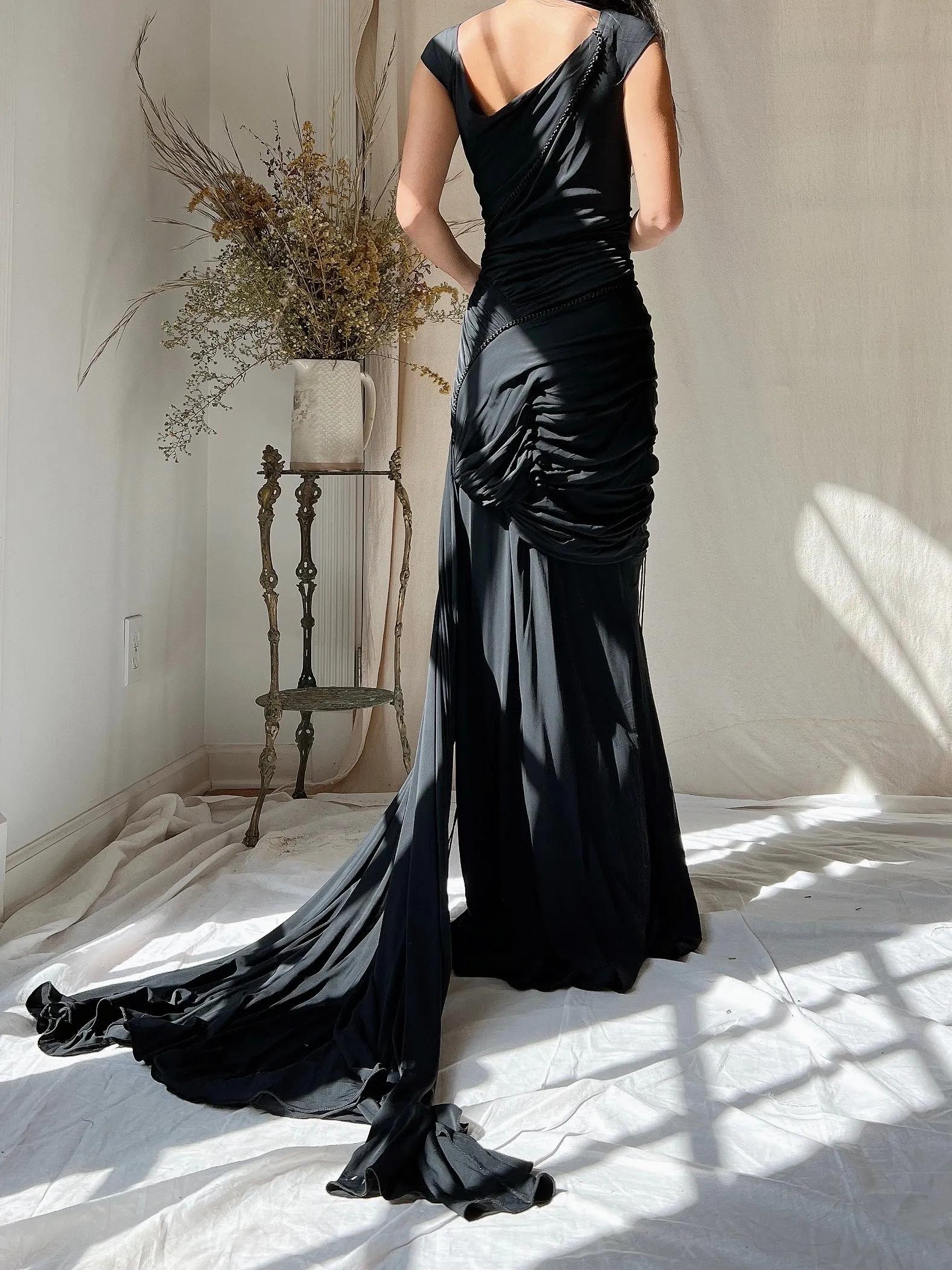 Vintage Donna Karan Jersey Ruched Dress - S-M