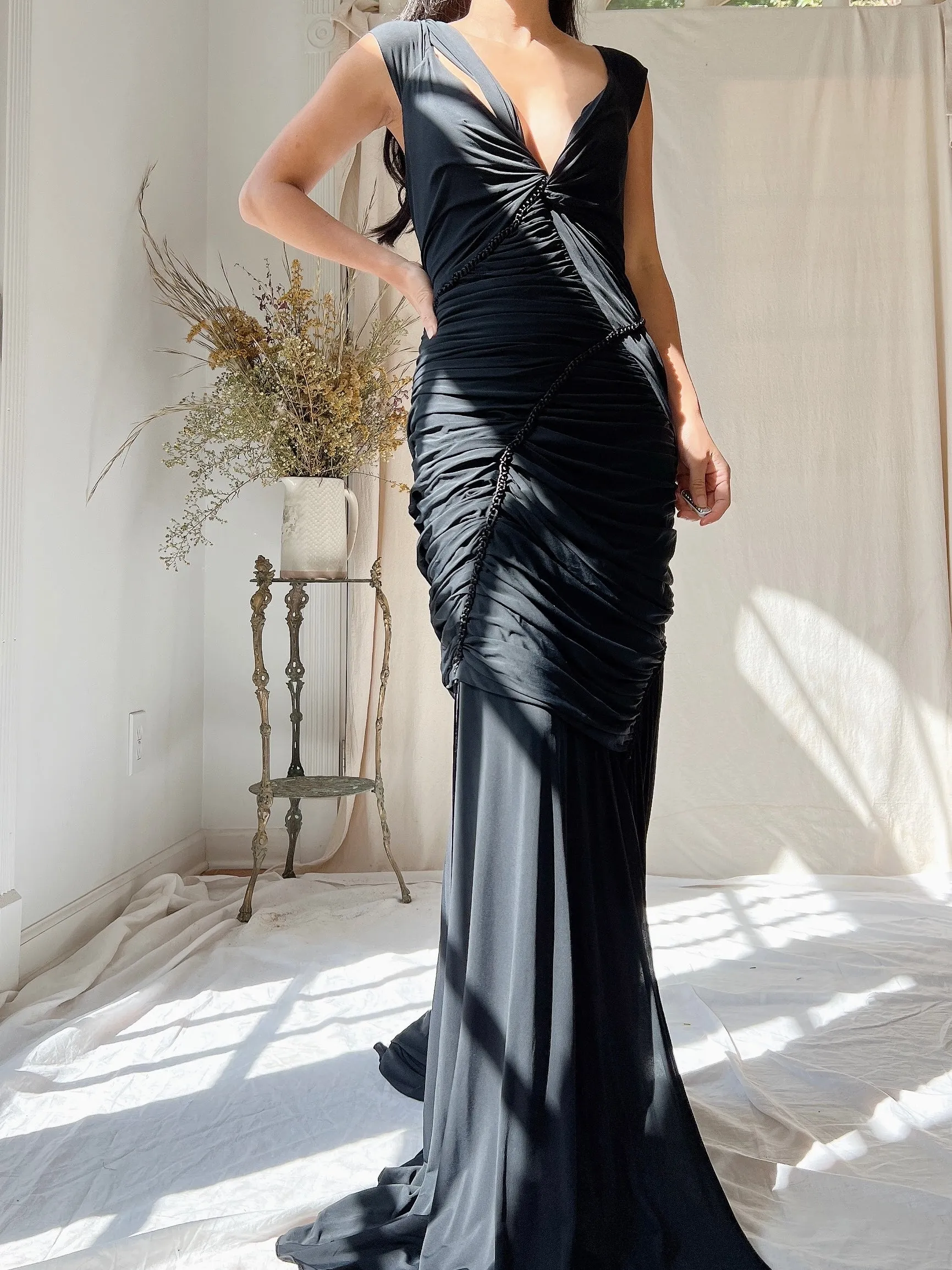 Vintage Donna Karan Jersey Ruched Dress - S-M