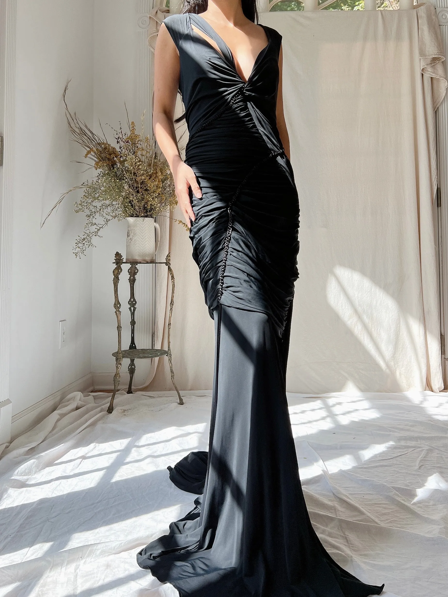 Vintage Donna Karan Jersey Ruched Dress - S-M