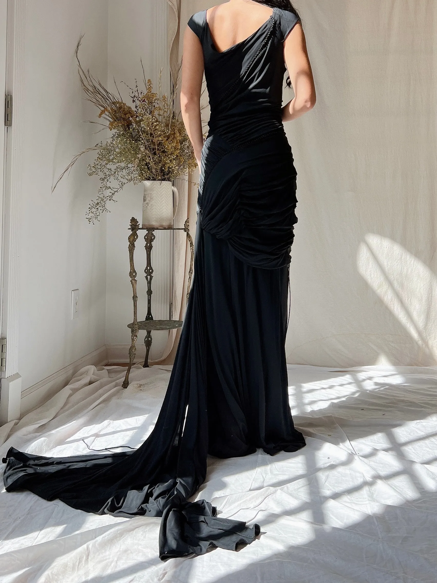 Vintage Donna Karan Jersey Ruched Dress - S-M