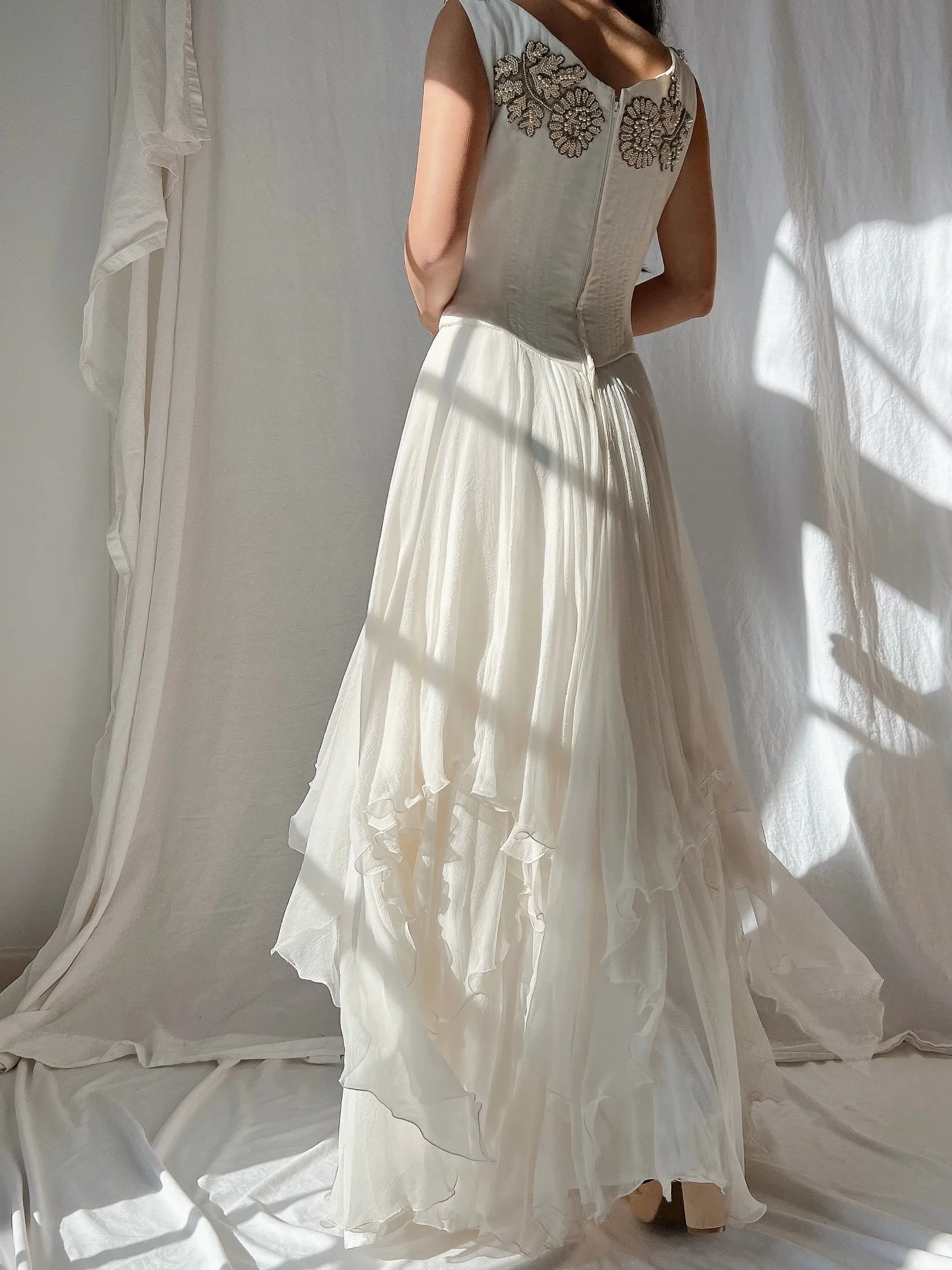 Vintage Eavis & Brown Silk Bustier Dress - S