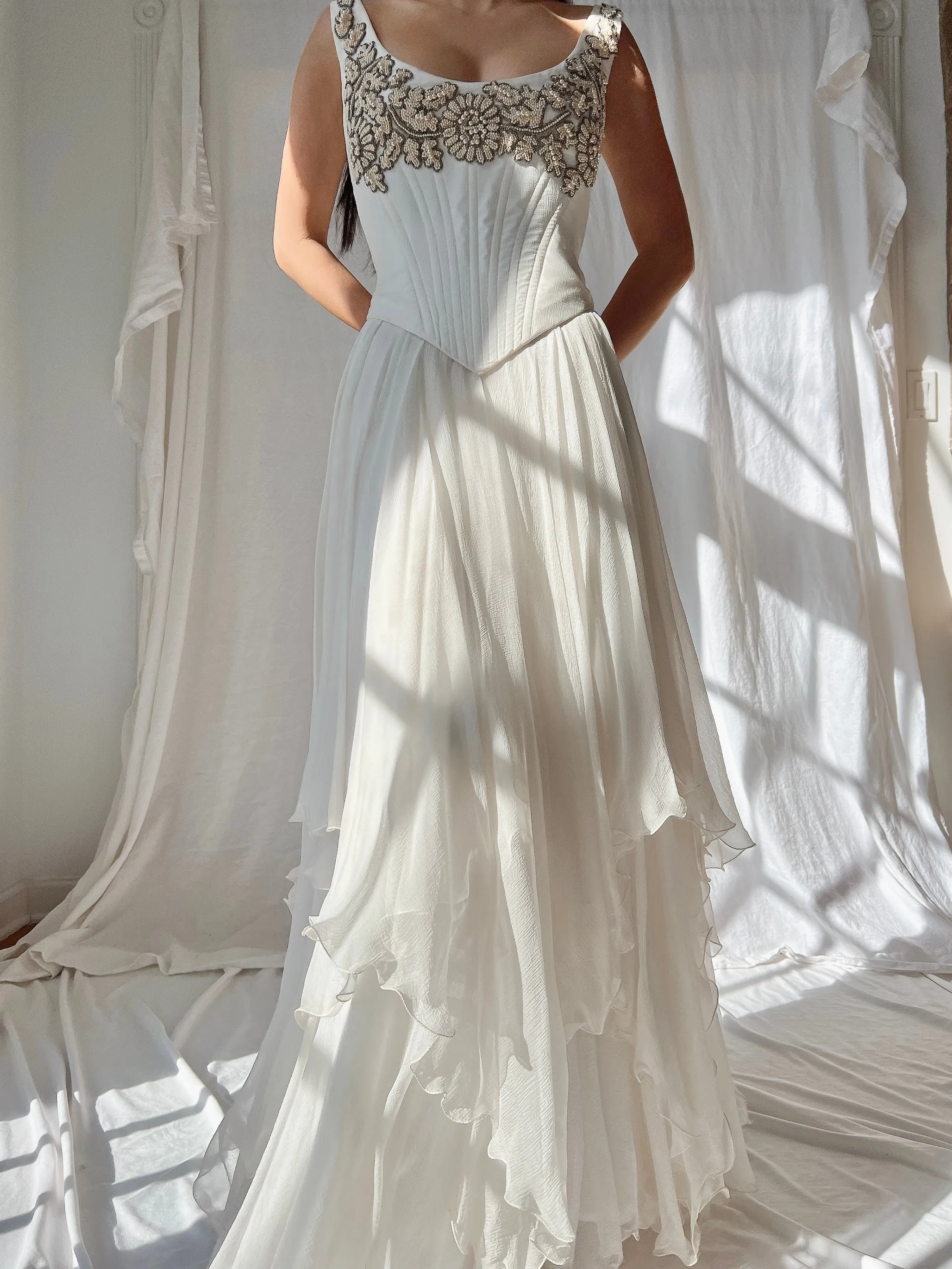 Vintage Eavis & Brown Silk Bustier Dress - S